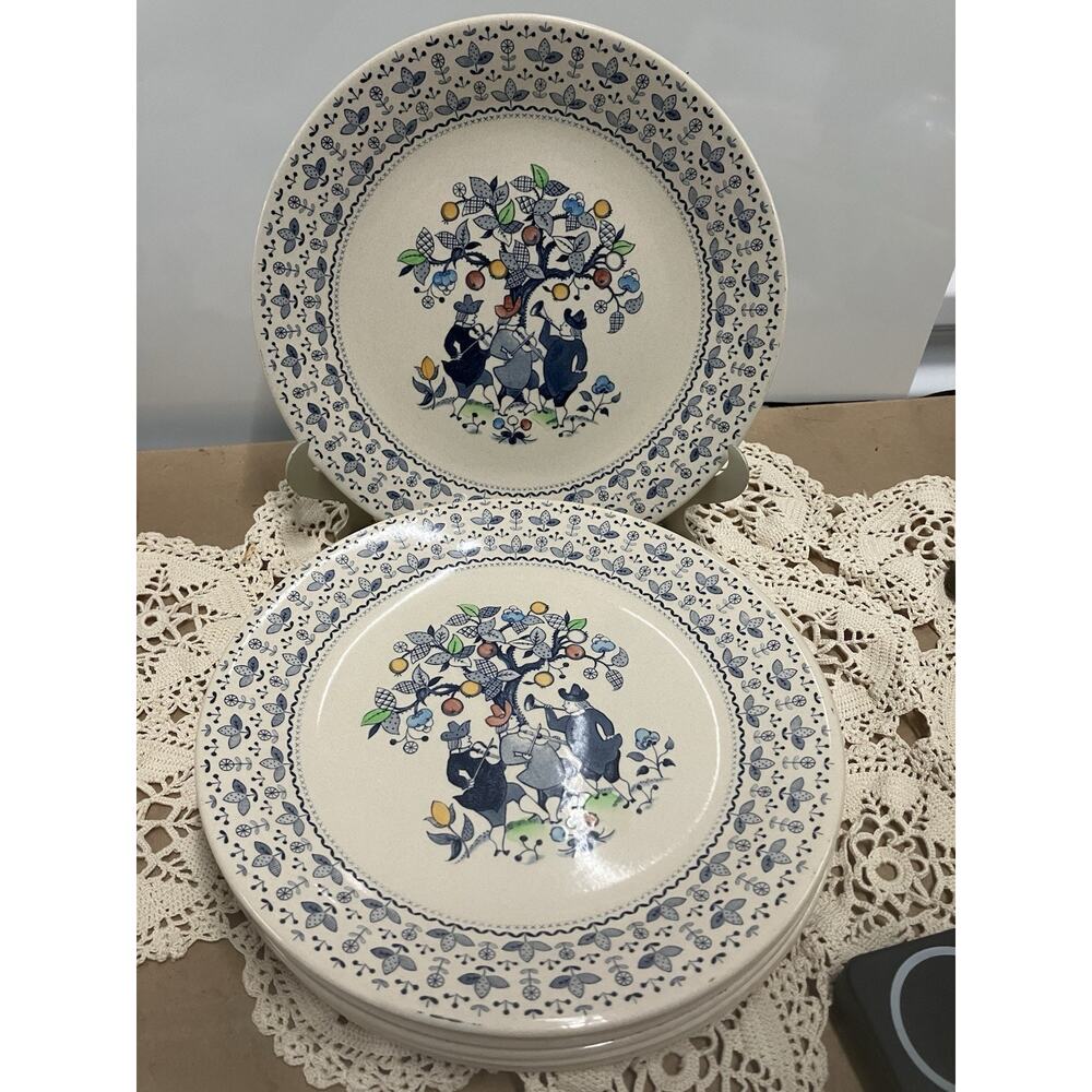 Johnson Brothers Blue Sugar & Spice 10" Dinner Plates x6
